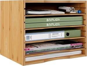 Organizador de Escritorio Moderno de Madera de Gran Capacidad, Personalizable, con 5 Niveles, para Clasificar y Almacenar Archivos, Cartas y Documentos, para la Escuela y el Hogar - Product Image 2