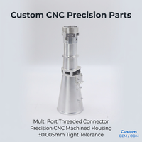 Boîtier de connecteur fileté multi-ports de précision CNC sur mesure en acier inoxydable 304 satiné brossé avec col hexagonal et filetage interne ODM