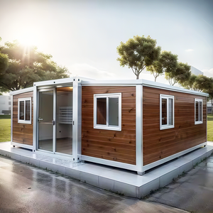 Maison modulaire pliable de 20 pieds, longue durée de vie, aspect bois, conteneur préfabriqué avec surface murale hygiénique - Product Image 1