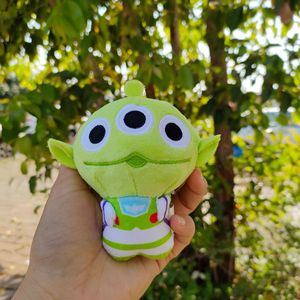 Lindo Peluche de Oso Verde Alienígena de Tres Ojos con Fresa Rosa, Divertido Muñeco de Peluche de Hamburguesa, <span class=keywords><strong>Mini</strong></span> Colgante de 12CM para Llavero y Mochila - Product Image 2