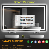 Miroir de salle de bain intelligent à commande vocale avec IA, design moderne éclairé par LED, fonction de double bras extensible et grossissant