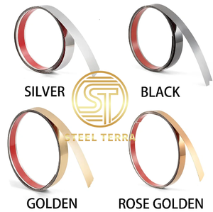 Tự dính thép không gỉ chải vàng mouldings phẳng trang trí dải cho nền tường Khung Trần Tường viền - Product Image 6