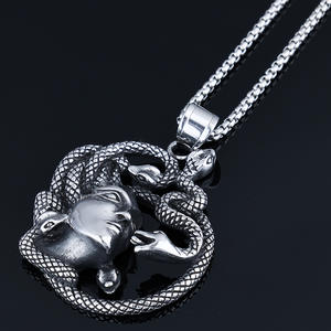 Ciondolo Serpente in Acciaio Pendenti Egiziani in Acciaio Inossidabile Antica Medusa Greca Ciondolo Serpente Vintage per Uomo e Donna - Product Image 5