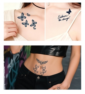 Pegatinas de Tatuajes Temporales con Diseño de Hierbas, Aptas para la Parte Posterior de la Oreja, Dedos y Muñecas, Resistentes al Agua, Realistas, con Diseño de Mariposas y Flores - Product Image 6