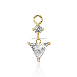 14K Solid Gold Triangle Shaped Moissanite Charms For Earrings