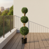 Arbre Topiaire Artificiel Triple Boule en Plastique de 1,20 m - Écologique et Durable pour Décoration Intérieure/Extérieure de Mariage