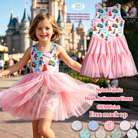 Robe Tutu Imprimée en Maille Sans Manches pour Filles, Motif Dessin Animé, Robe de Sport Découpée pour Enfants, Tenue de Tennis, Robe en Maille pour Filles OEM/ODM