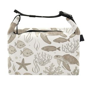 Hawaii Neutral Ocean Turtle Print Custom Insulated Lunch Bag, Cooler Bag for Picnic BBQ Food Takeout Delivery - Product Image 1