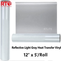 Vinyle thermocollant réfléchissant argenté haute luminosité 50 cm pour T-shirt, 25 cycles, PES HTV, logo réfléchissant personnalisé à repasser sur vêtements