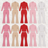 Ensemble Femme Veste Zippée Pantalon Évasé Manches Longues Taille Haute Y2K Tracksuit Casual Fournisseur OEM ODM Grossiste