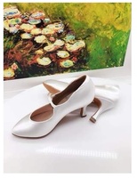 Chaussures de danse de salon/latine pour femmes, en daim, talon de 7,6 cm, blanches, modèle professionnel moderne, pour candidats artistiques nationaux