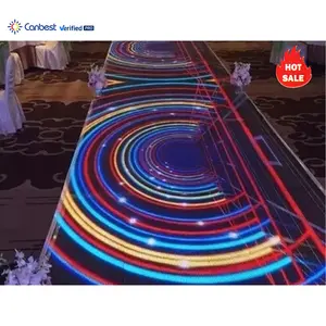 P3.91 P3.9 Pista de baile interactiva impermeable para exteriores Pared de video LED Azulejos de piso de 20 pies Paneles de pantalla de visualización LED