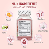 Gummies éclaircissantes OEM au glutathion, collagène et biotine (60 unités) – Anti-âge, estompe les taches, hydratantes, pour une peau jeune et éclatante – Complément de beauté