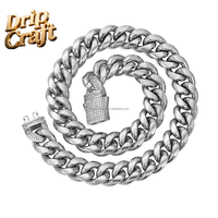 Nouveau collier chaîne cubaine en acier inoxydable 18 carats avec zircon et fermoir en cuivre, 6/8/10/12/14 mm, vente en gros.