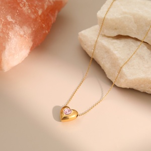 Collar con Colgante <span class=keywords><strong>de</strong></span> Corazón Romántico KITI, Joyería Resistente al Deslustre, Chapado en <span class=keywords><strong>Oro</strong></span> <span class=keywords><strong>de</strong></span> 18K, Acero Inoxidable, Zirconia Colorida, para Mujer - Product Image 5