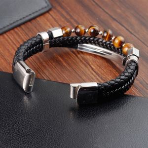 2024 New Design Wholesale Fashion <b>Men</b> and Women 23cm Length Natural Tiger Eye Gem Stone Beaded Bracelet - Product Image 5