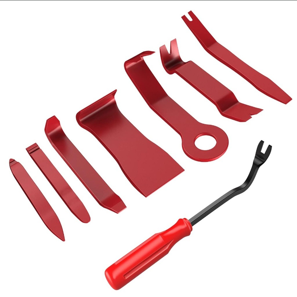 Conjunto rojo de 8 piezas.