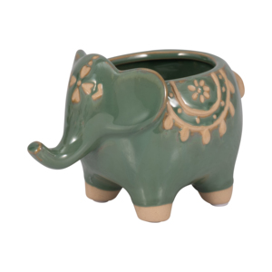 Vaso per Fiori a Forma di Elefante, Decorativo in Ceramica Stoneware per Piante Succulente da Interno ed Esterno - Product Image 3