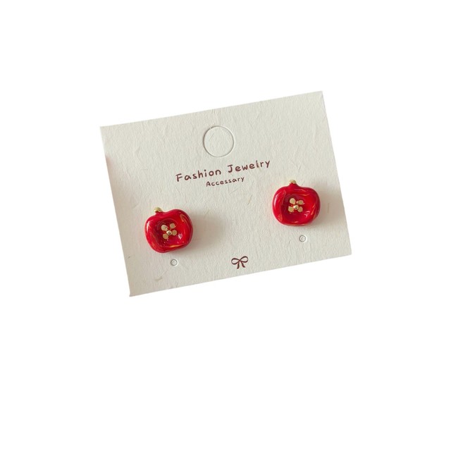 Aesthetic Fruit Asymmetrical Apple Tassel Earrings Sweet Delicate Apple Earring with Pearl Crystal Accessories