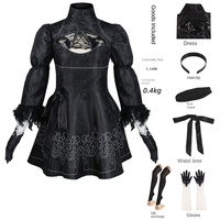 Costume d'Halloween NieR: Automata 2B Cosplay Robe noire 9S Ensemble complet Tissu polyester