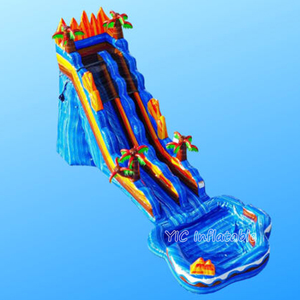 Toboggan aquatique gonflable tropical haut <span class=keywords><strong>de</strong></span> gamme avec piscine en forme <span class=keywords><strong>de</strong></span> palmier marbré, certifié/sûr - Product Image 4