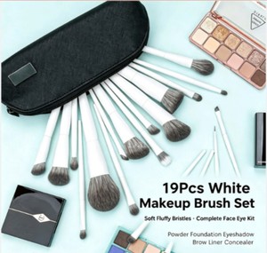 DailyQueen 19 Pinceaux de <span class=keywords><strong>Maquillage</strong></span> en Bois Blanc de Luxe, Poils Synthétiques Doux pour le <span class=keywords><strong>Maquillage</strong></span> Complet du Visage <span class=keywords><strong>et</strong></span> des Yeux, Logo Personnalisé Accepté - Product Image 1