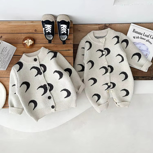 Personalizado Otoño Invierno punto cárdigan mameluco <span class=keywords><strong>niña</strong></span> grueso recién nacido algodón Luna patrón niño mono bebé - Product Image 2