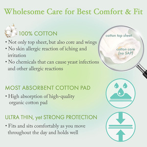 100% Cotton Hữu Cơ Nặng Thấm Hút Thêm Dài Chiều Dài Miếng Đệm Cho Phụ Nữ Siêu Dài Qua Đêm Miếng Đệm Vệ Sinh Miếng Đệm - Product Image 2