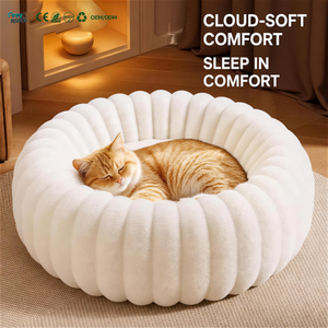 Coussin <span class=keywords><strong>pour</strong></span> chat Cloud Ultra Soft Fluffy Donut, chaud, avec rebord haut, grande capacité, nid douillet <span class=keywords><strong>pour</strong></span> chats et petits chiens - Product Image 1