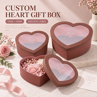 Scatola Regalo Rigida con Coperchio e Base in Cartone Testurizzato, Logo Stampato, Finestra a Forma di Cuore per Confezione Fiori, Vendita all'Ingrosso