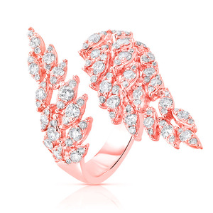 Anello Aperto con Zirconi a Forma di Piuma d'Angelo per Donne, Elegante Gioiello da Dito per Spose - Product Image 4