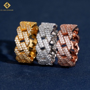 Classic Iced Out Moissanite Hip Hop Jewelry 925 Sterling <b>Silver</b> Moissanite Cuban <b>Ring</b> Hip Hop Diamond <b>Ring</b> for Men - Product Image 1