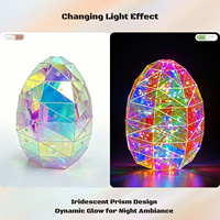 Œuf de Pâques irisé LED décoratif, alimenté par USB, en PET RGB, pour table, festival du printemps, cadeau de mariage, ornement de présentation, OEM ODM, décoration d'exposition