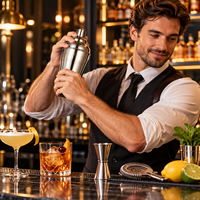 Shaker à cocktails français de luxe en acier inoxydable avec finition miroir, capacité 350 ml, logo personnalisé, vente chaude en usine, pour bar à domicile et hôtel