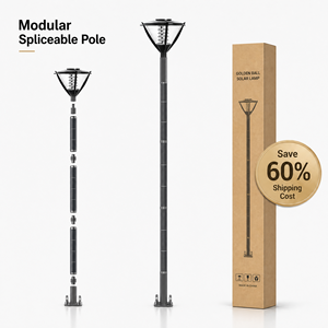 Lampione Solare Modulare Moderno Collsolar per Giardino, IP65, LED, in Lega di Alluminio, Antivento, Angolo di Illuminazione 360°, Dimmerabile al 60% - Product Image 1