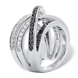 Anello da Donna Q055 in Oro Bianco con Diamante Nero Taglio Brillante Rotondo Colore G Naturale Gioiello di Fidanzamento - Product Image 3