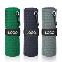 Nuevo juego de toallas de golf multifuncionales con toallas de material de microfibra Patrón de gofres de golf con clip pesado