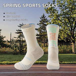 Bán Buôn Thoáng Khí Không Mùi Thể Thao Crew <span class=keywords><strong>Socks</strong></span> Cho Nam Giới Và Phụ Nữ Dệt Kim Với Logo Trên Cơ Thể 7 Mùa Xuân Màu Sắc Cho Runners - Product Image 5