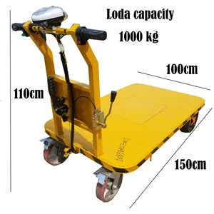 4 Wheels Electric Industrial Trolley Flatbed Truck Vehicle Hand Carts For Warehouse