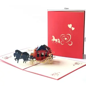 Tarjetas Pop-UP 3D para coche, tarjetas de invitación de boda, tarjetas de San Valentín, aniversario, regalos de felicitación, tarjeta postal, venta al por mayor