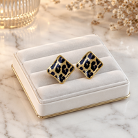 Boucles d'oreilles tendance pour femmes, style coréen rétro, motif léopard doré, élégantes et vintage, vente en gros