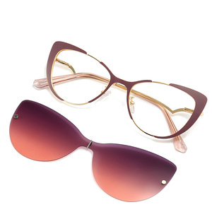 Lunettes de soleil pour femmes 2-en-1 avec monture en métal magnétique œil de chat, verres polarisés TAC UV400, anti-lumière bleue - Product Image 6