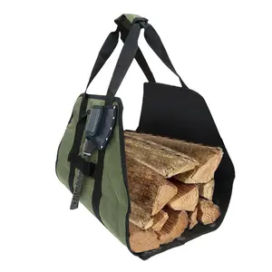 OEM Custom Factory bulk firewood bags Large Portable Durable Log Carrier Tote canvas firewood bags for sale