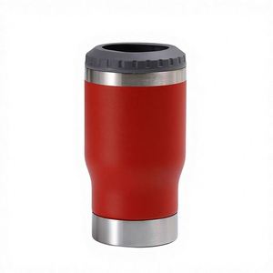 Custom Logo 14Oz Powder Coated Stainless Steel Cooling Tumbler <b>Refrigerator</b> Beer Can Cooler Holder With Opener Dual Lids - Product Image 1