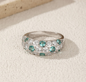 S925 Sterling Silver <b>Cluster</b> Ring With Round Brilliant Cut <b>Crystal</b> Rhinestones Pave Setting Women's Classic Everyday Wear Band - Product Image 6