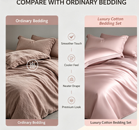 Ensemble de literie King Size en coton égyptien pur certifié Oeko-Tex Standard 100, uni, 200 fils, drap-housse à poche profonde de 16 pouces, 4 pièces