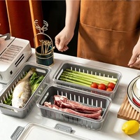 Boîte de drainage minimaliste PinHong de qualité alimentaire avec fermoir pour la conservation et la désodorisation des fruits de mer, légumes, fruits, poissons et steaks