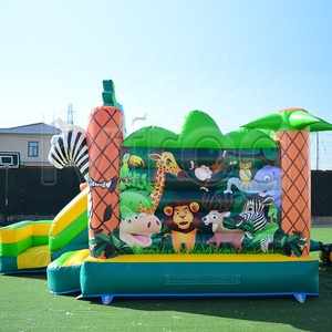 Château gonflable PVC Safari Tropical <span class=keywords><strong>le</strong></span> plus vendu avec toboggan, thème animalier, combo château de saut pour événements et fêtes - Product Image 3