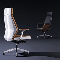 Chaise de bureau de direction moderne de luxe à dossier haut en cuir, accoudoirs en alliage d'aluminium, pivotante, pour directeur de bureau