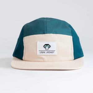 Diseña Tu Propio Logotipo para Niños, Gorra de Cinco Paneles en Dos Tonos Verde Pavo Real y Azul, Fabricación de Gorras - Product Image 1